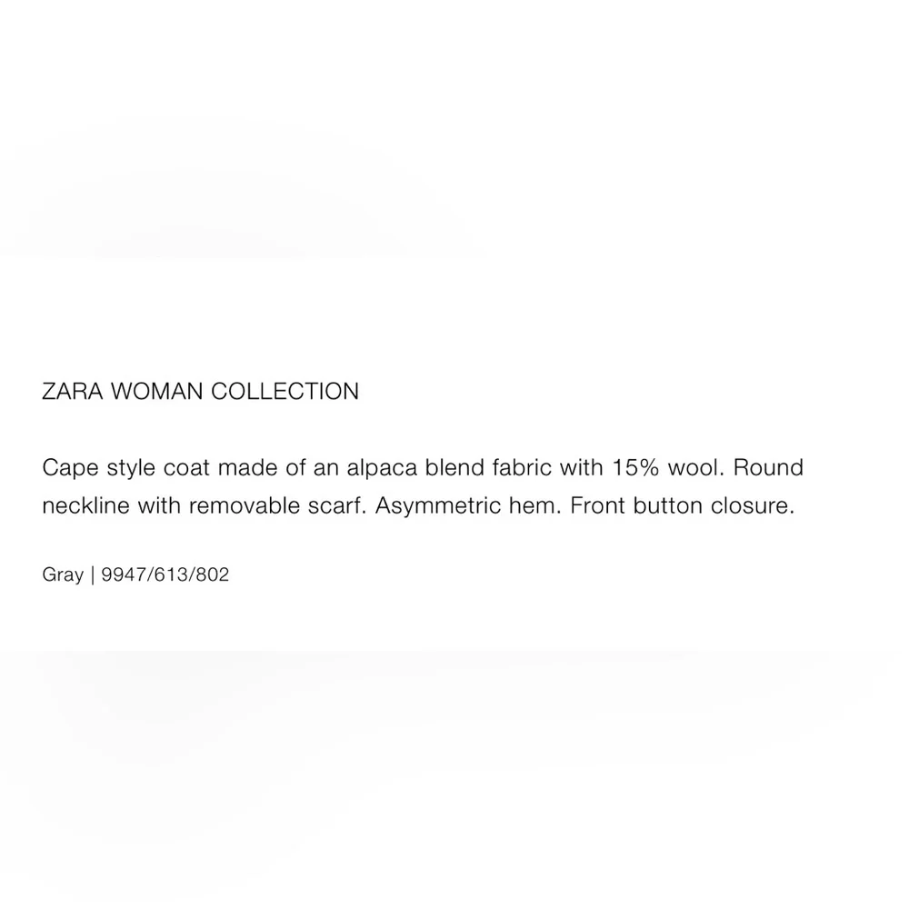 ZARA ALPACA BLEND CAPE COAT WITH SCARF ZW COLLECTION, size MEDIUM, NWT - Picture 13 of 13